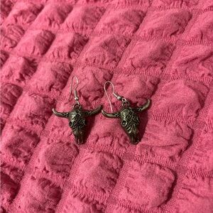 Bull Skull Dangle Earrings
